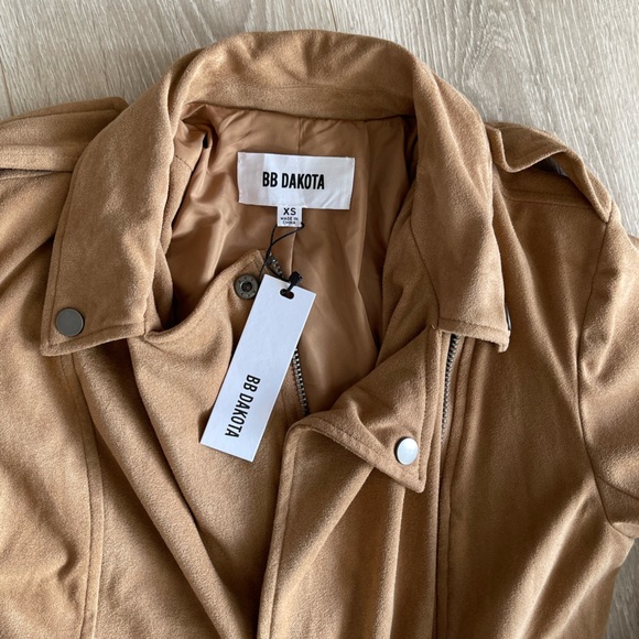 BB Dakota Tan Suede Lace-Up Moto Jacket - Picture 5 of 6